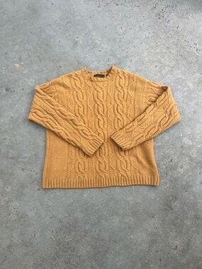 Timberland Cable Knit Crewneck Sweater in Mustard Yellow